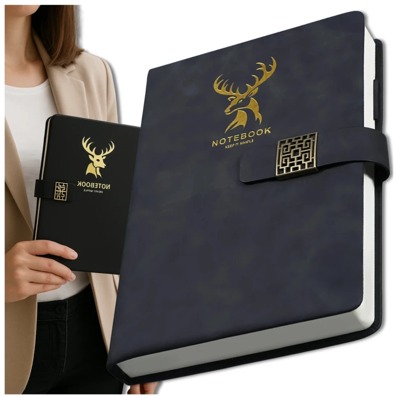 Notes zeszyt dziennik A5 elegancki skórzany zapinany czarny 3.webp
