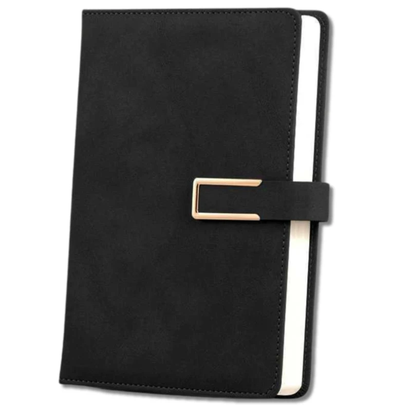 Notes notatnik zeszyt dziennik A5 elegancki skórzany zapinany czarny 1.webp