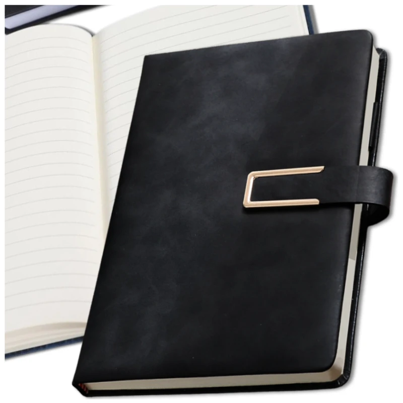 Notes notatnik zeszyt dziennik A5 elegancki skórzany zapinany czarny 3.webp