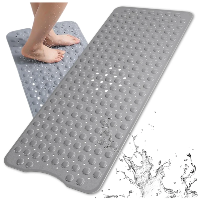 Mata antypoślizgowa do wanny pod prysznic do łazienki 100x40 cm szara 2.webp