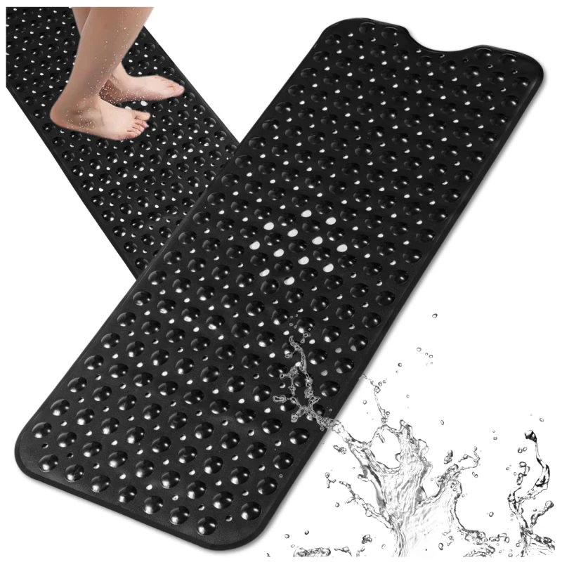 Mata do wanny antypoślizgowa pod prysznic do łazienki 100x40 cm czarna 2.webp