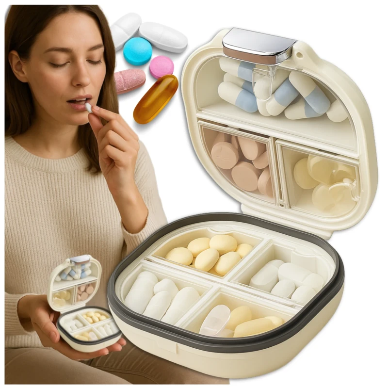 Pudełko mini kasetka organizer na leki kremowy elegancki 9.webp