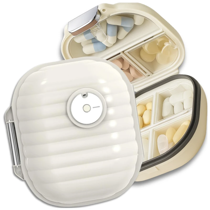 Pudełko mini kasetka organizer na leki kremowy elegancki 10.webp