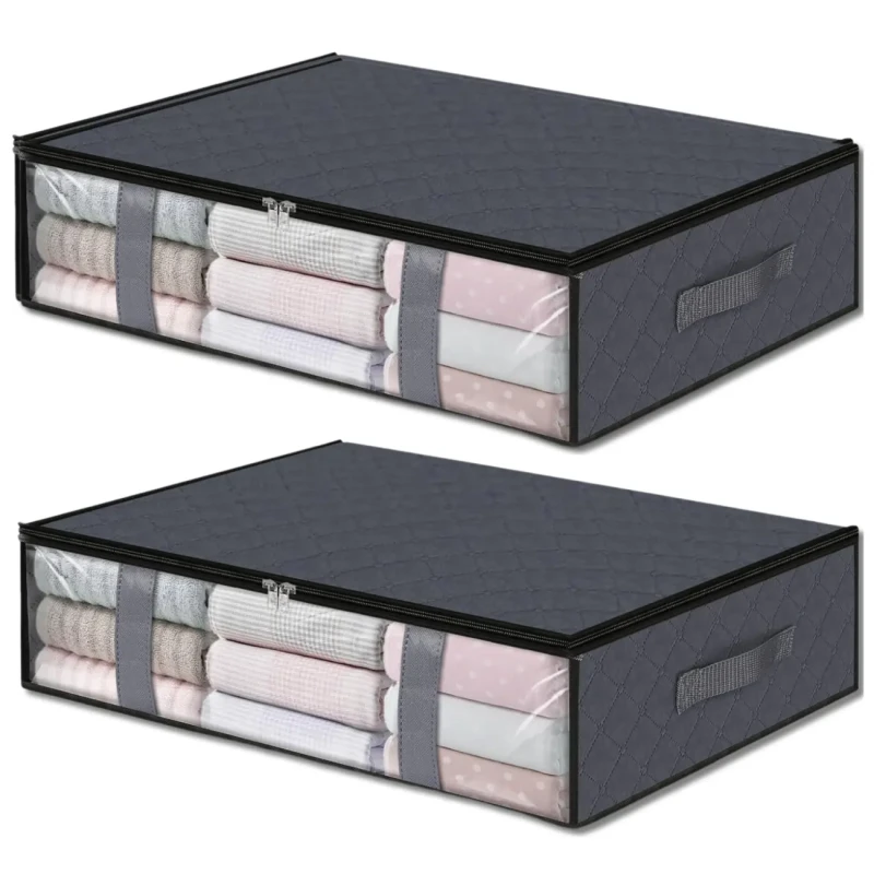 Organizer zestaw 2szt do szafy na pościel ubrania torba duży szary 60x45cm 1.webp