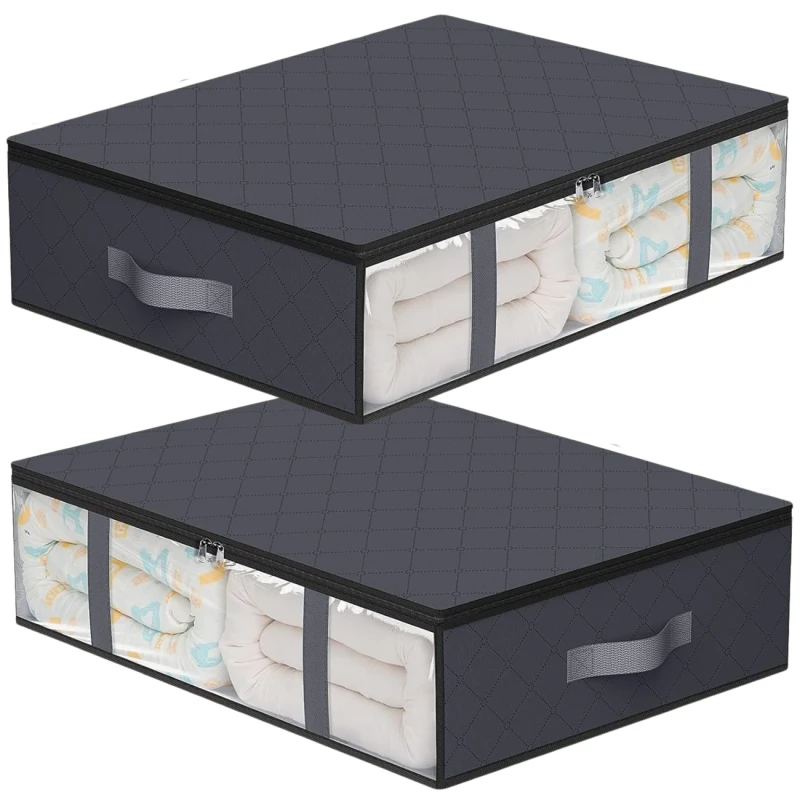 Organizer zestaw 2szt do szafy na pościel ubrania torba duży szary 60x45cm 4.webp