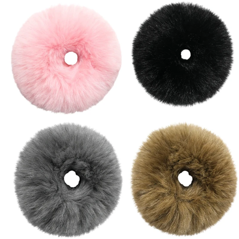 Gumka do włosów frotka SCRUNCHIE puszysta lekka 4szt różne kolory 4.webp