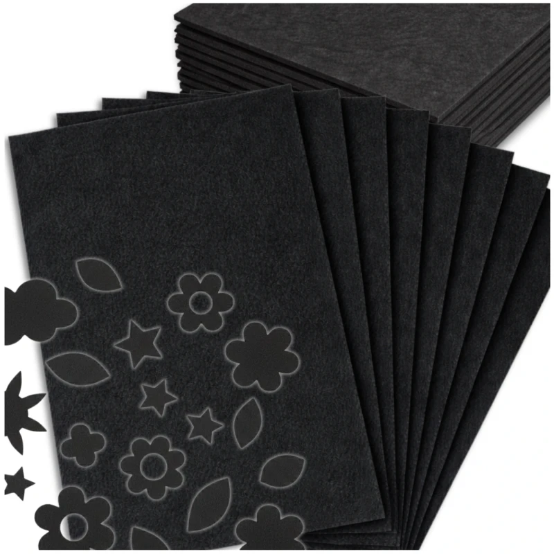 Filc dekoracyjny czarny arkusze filcowe 30x30cm zestaw 10szt 3.webp