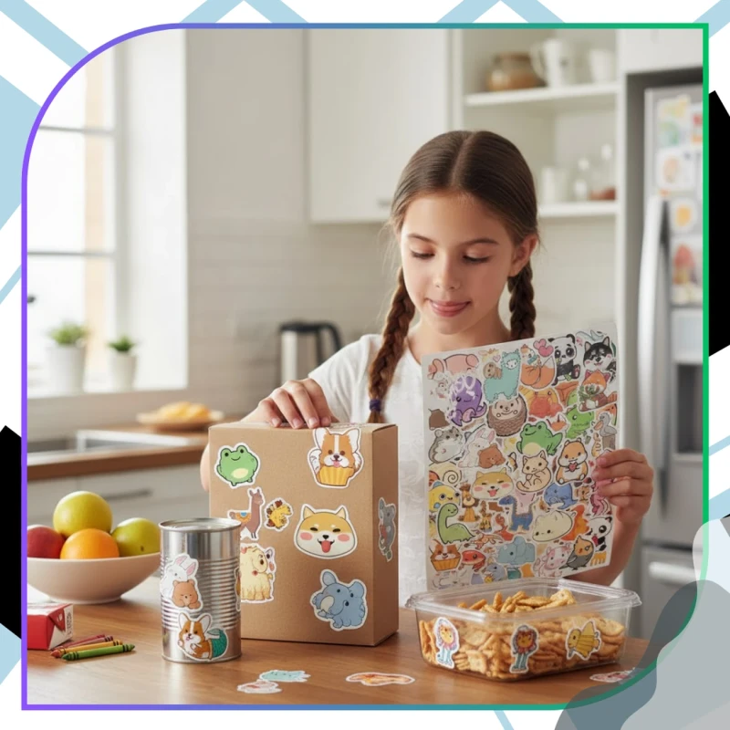 Naklejki zwierzęta mix zestaw 100szt kolorowe DIY dla dzieci dekoracja 1.webp