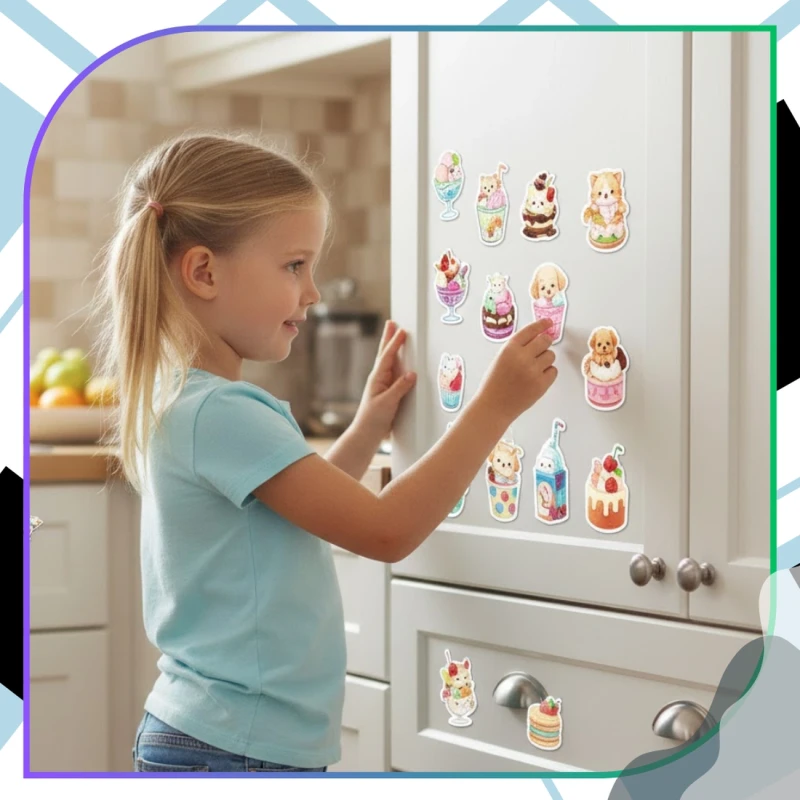 Naklejki koty psy zestaw 50szt kolorowe DIY dla dzieci dekoracja 2.webp