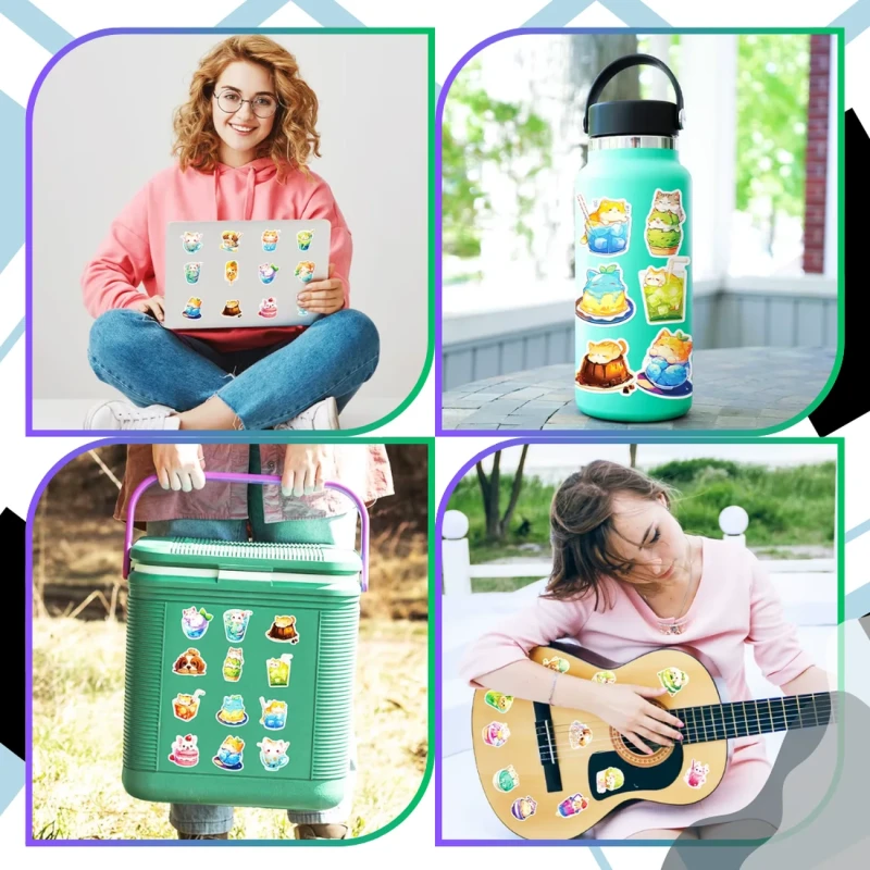 Naklejki koty psy zestaw 50szt kolorowe DIY dla dzieci dekoracja 5.webp