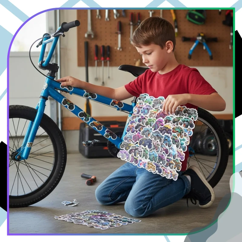 Naklejki kolorowe monster truck mix 50szt dekoracja DIY dla dzieci 1.webp