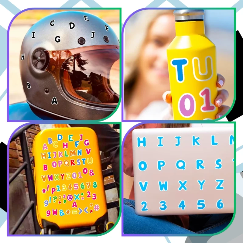 Naklejki literki cyferki kolorowe 6szt dla dzieci DIY dekoracja 5.webp