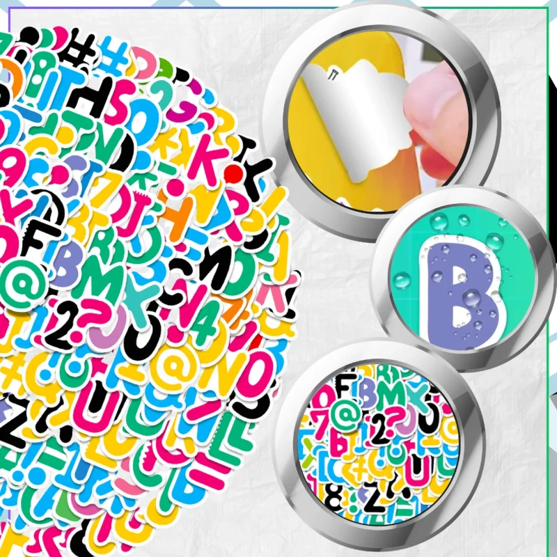 Naklejki literki cyferki kolorowe 6szt dla dzieci DIY dekoracja 7.webp
