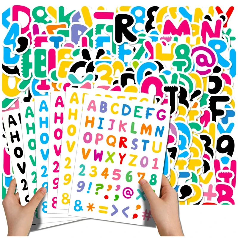 Naklejki literki cyferki kolorowe 6szt dla dzieci DIY dekoracja 8.webp
