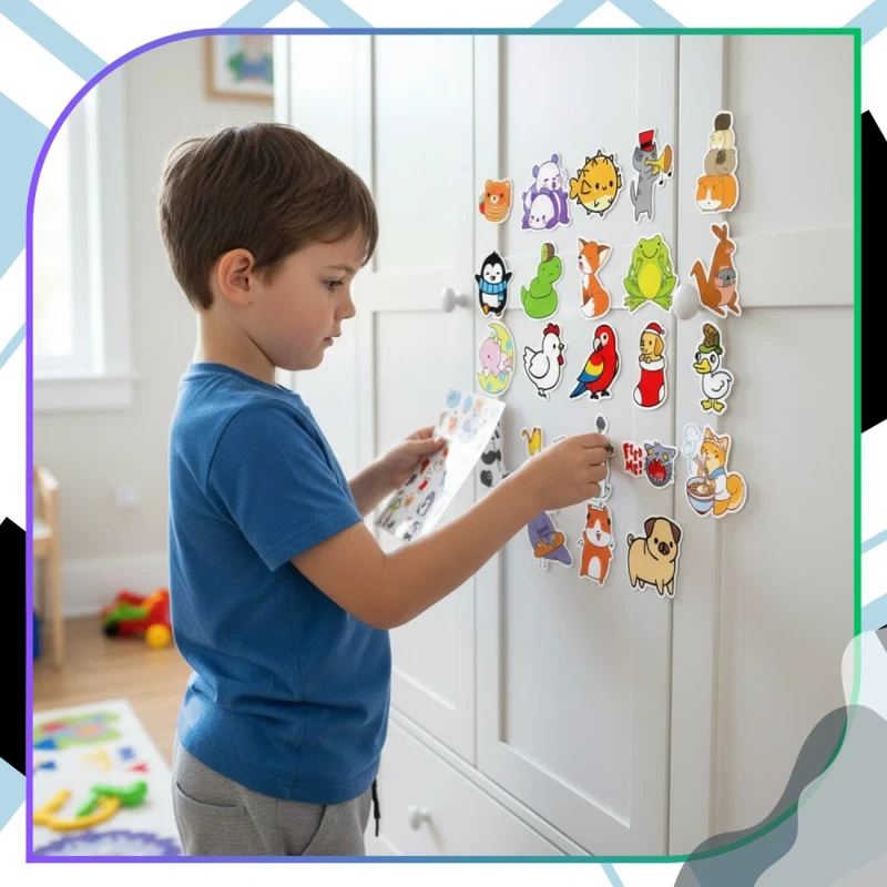Naklejki zwierzaki kolorowe 50szt dla dzieci DIY dekoracja 2.webp