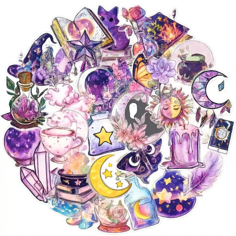 Naklejki magiczne księżyc zestaw 30szt kolorowe dla dzieci DIY dekoracja 5.webp