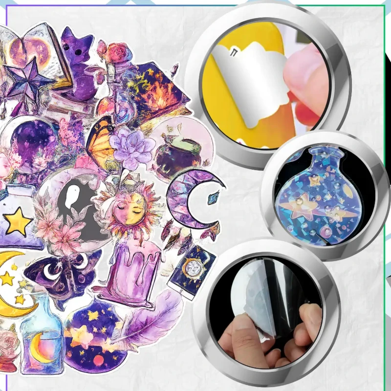 Naklejki magiczne księżyc zestaw 30szt kolorowe dla dzieci DIY dekoracja 6.webp