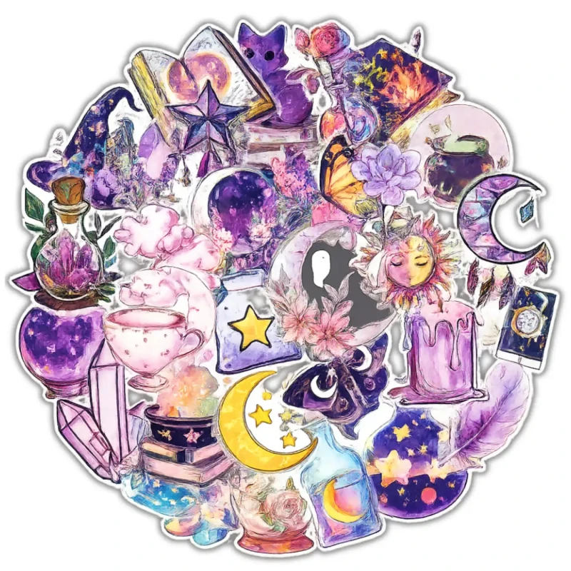 Naklejki magiczne księżyc zestaw 30szt kolorowe dla dzieci DIY dekoracja 10.webp