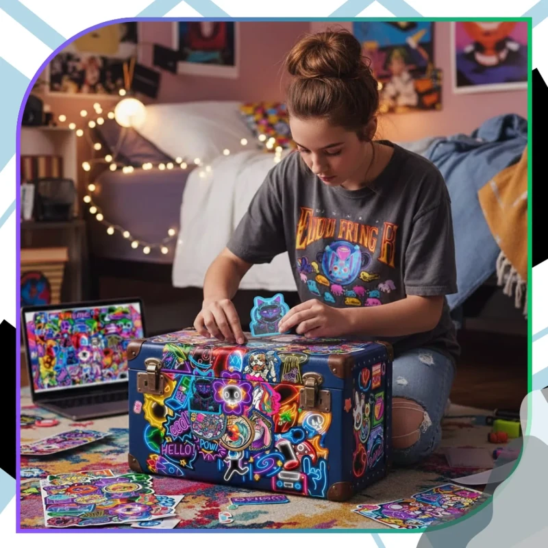 Naklejki neonowe logo zestaw 50szt kolorowe dla dzieci DIY dekoracja 6.webp