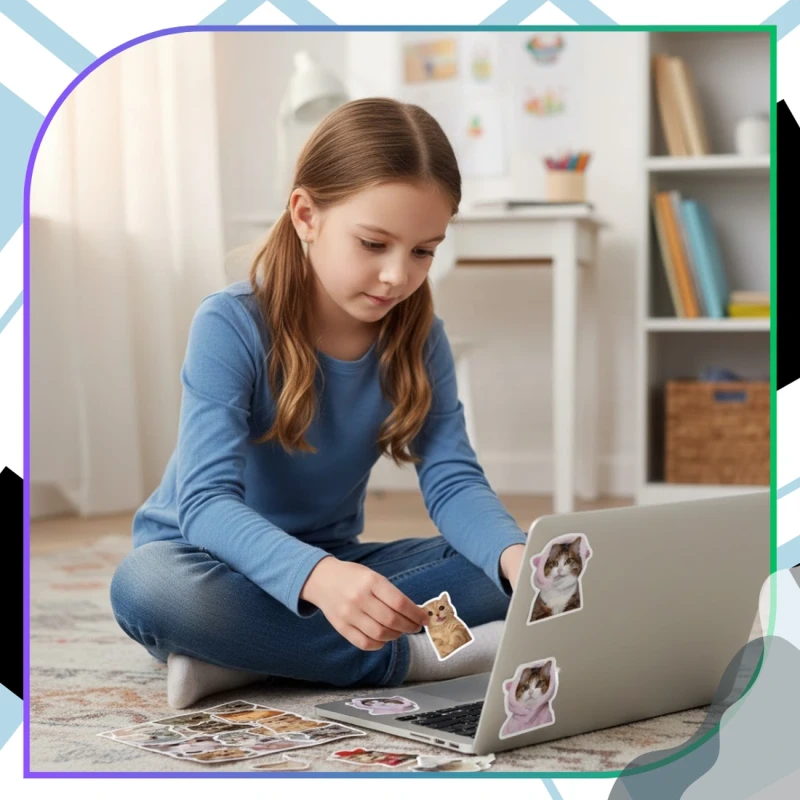 Naklejki śmieszne koty zestaw 100szt kolorowe dla dzieci DIY dekoracja 4.webp