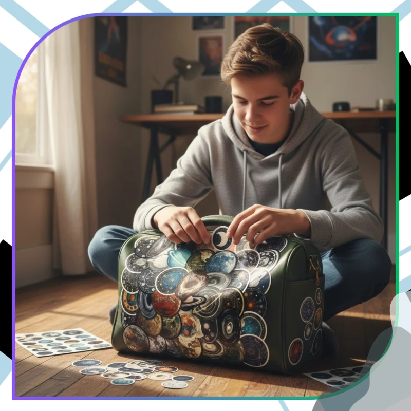 Naklejki kosmos planety zestaw 50szt kolorowe dla dzieci DIY dekoracja 4.webp
