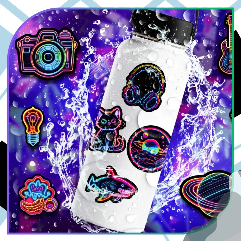 Naklejki neonowe grafitti zestaw 50szt kolorowe dla dzieci DIY dekoracja 4.webp
