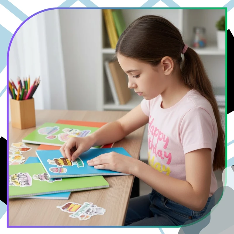 Naklejki urodzinowe zestaw 50szt kolorowe dla dzieci DIY dekoracja 1.webp