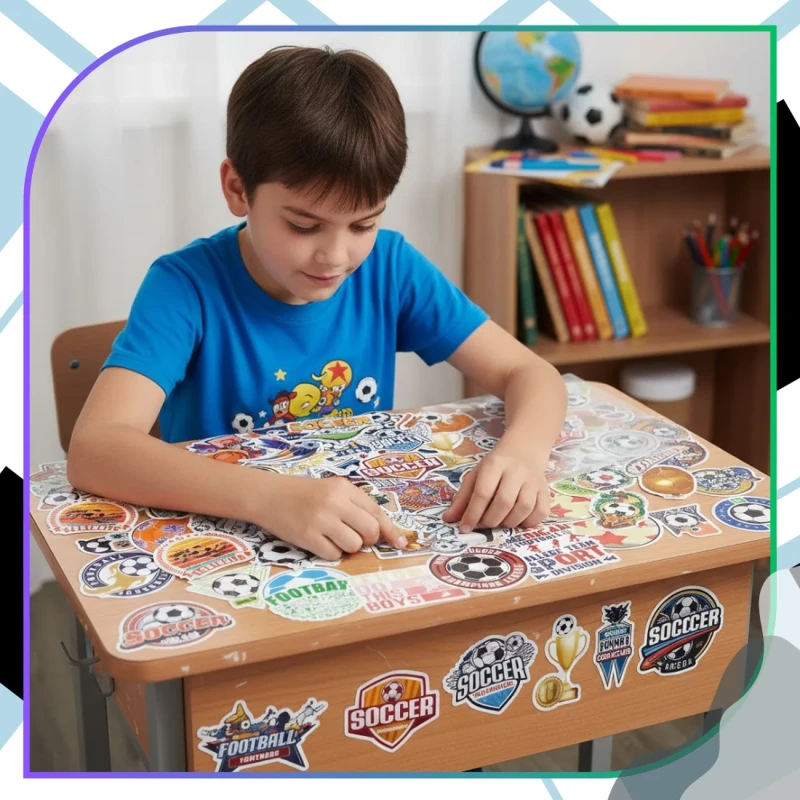 Naklejki football zestaw 50szt kolorowe dla dzieci DIY dekoracja 5.webp