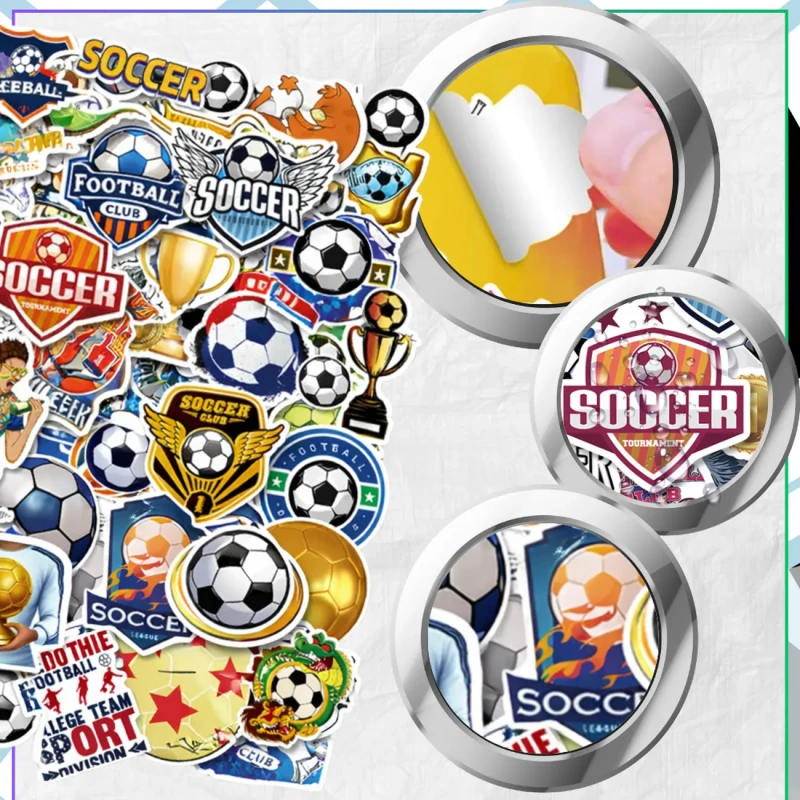 Naklejki football zestaw 50szt kolorowe dla dzieci DIY dekoracja 7.webp