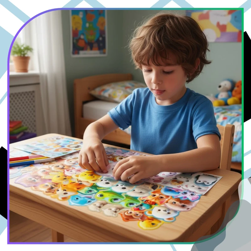 Naklejki urocze zwierzaki zestaw 50szt kolorowe dla dzieci DIY dekoracja 3.webp