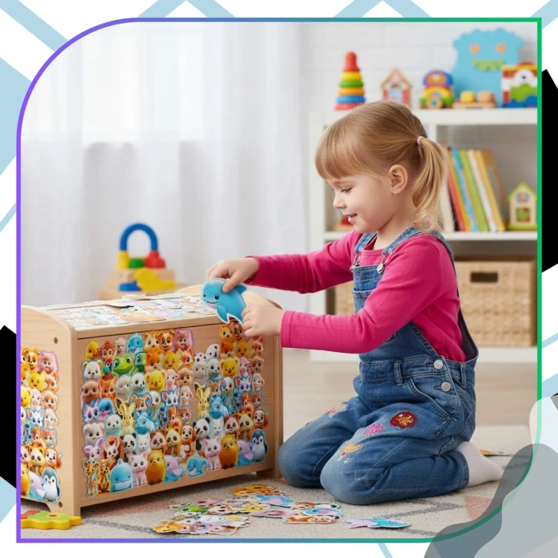 Naklejki urocze zwierzaki zestaw 50szt kolorowe dla dzieci DIY dekoracja 6.webp