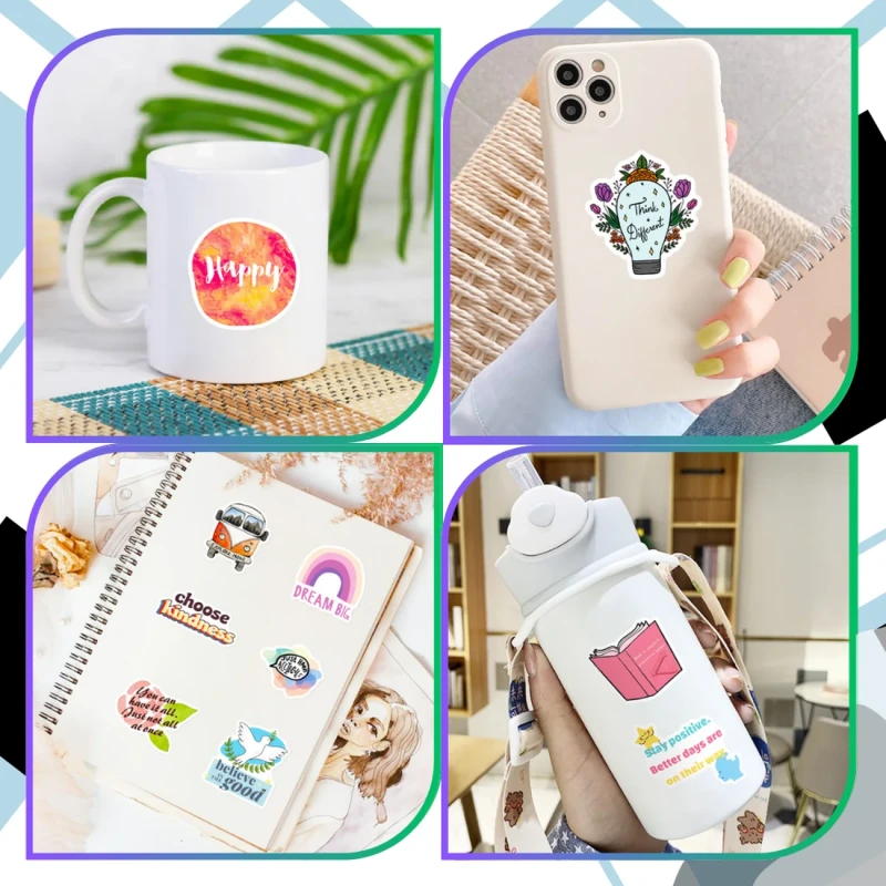 Naklejki motywacyjne cytaty zestaw 50szt dla dzieci DIY dekoracja 6.webp