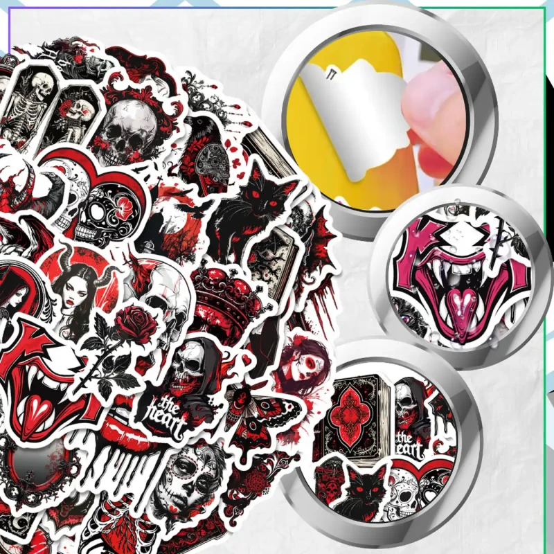 Naklejki upiory Halloween zestaw 50szt dla dzieci DIY dekoracja 8.webp