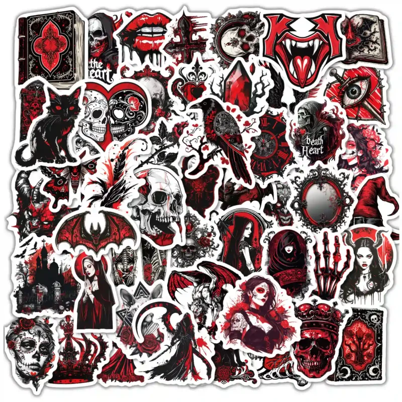 Naklejki upiory Halloween zestaw 50szt dla dzieci DIY dekoracja 10.webp