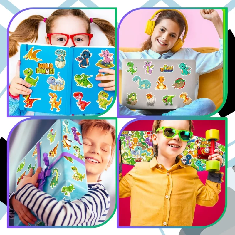 Naklejki dinozaury zestaw 50szt dla dzieci DIY dekoracja 5.webp