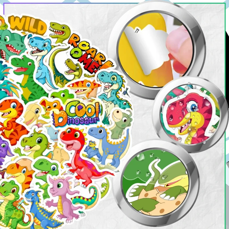 Naklejki dinozaury zestaw 50szt dla dzieci DIY dekoracja 7.webp