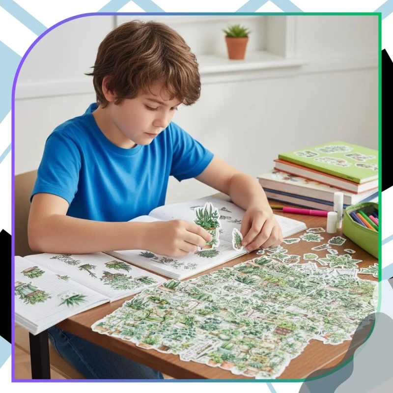 Naklejki kwiaty doniczkowe zestaw 50szt dla dzieci DIY dekoracja 1.webp