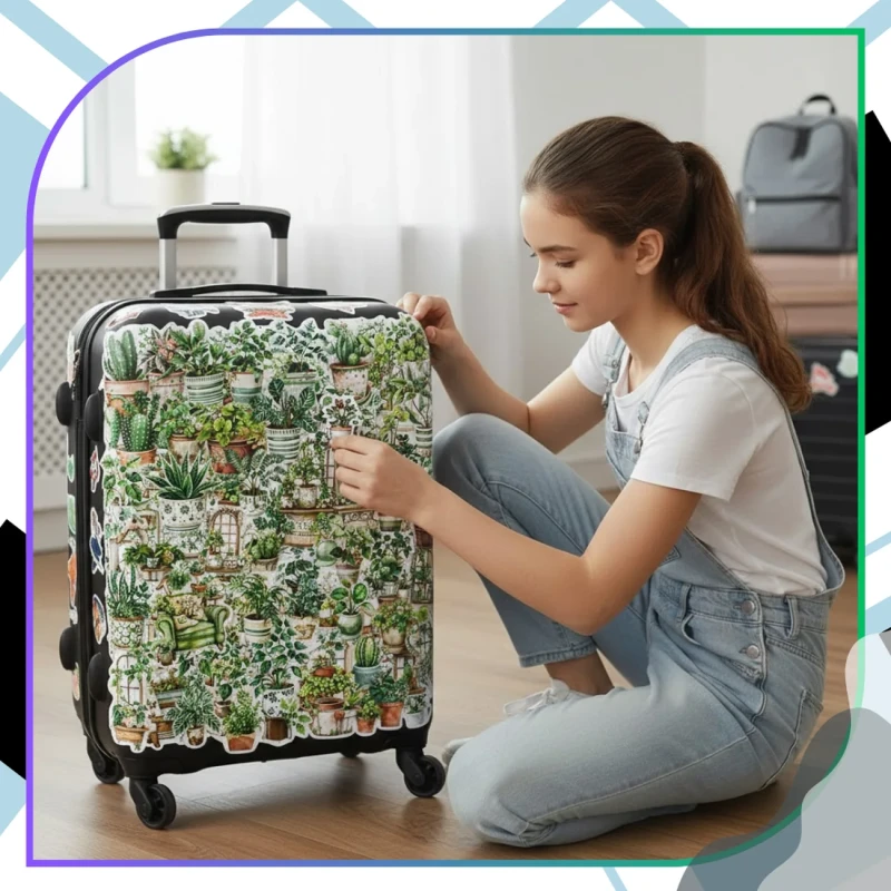 Naklejki kwiaty doniczkowe zestaw 50szt dla dzieci DIY dekoracja 3.webp