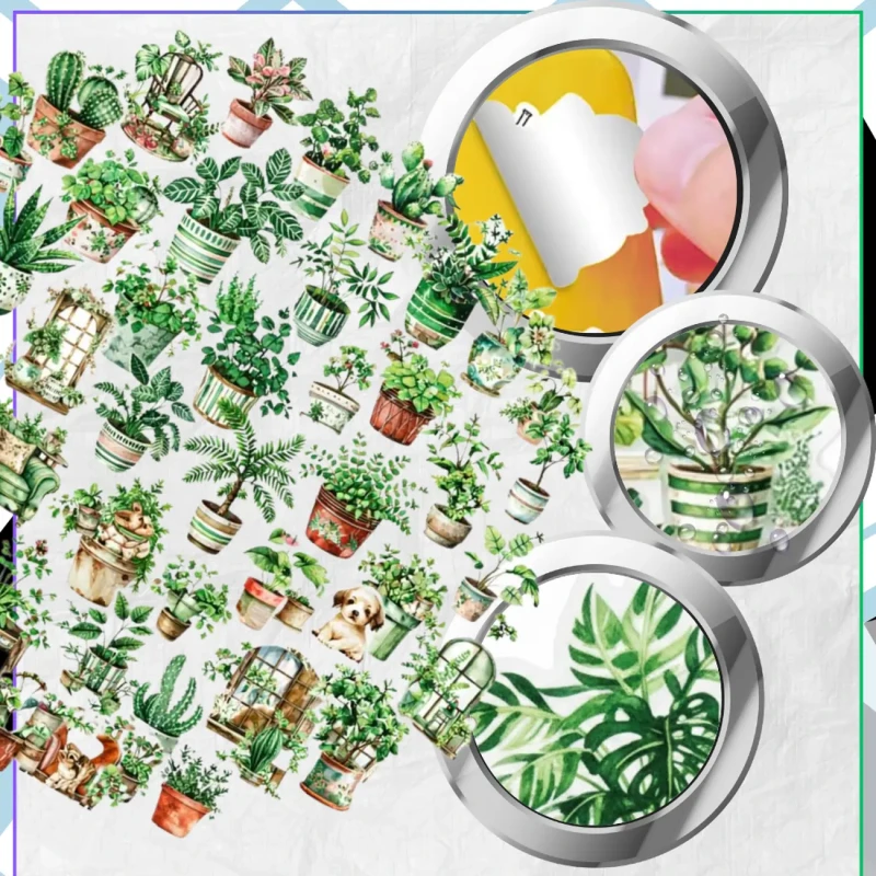 Naklejki kwiaty doniczkowe zestaw 50szt dla dzieci DIY dekoracja 7.webp