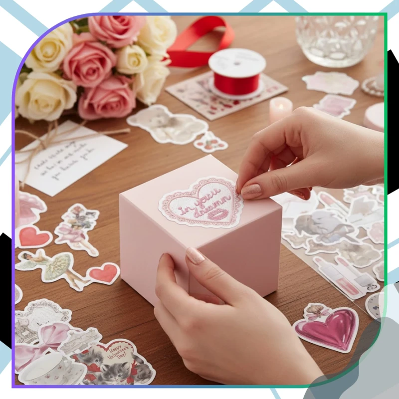 Naklejki coquette pastelowe różowe 60szt dla dzieci DIY dekoracja 3.webp