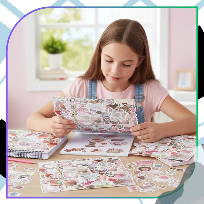 Naklejki coquette pastelowe różowe 60szt dla dzieci DIY dekoracja 6.webp