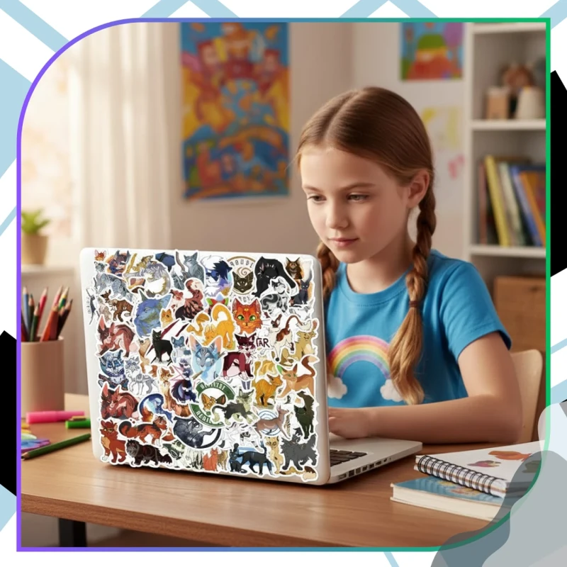 Naklejki Wojownicy Warrior Cats 60szt dla dzieci DIY dekoracja 2.webp