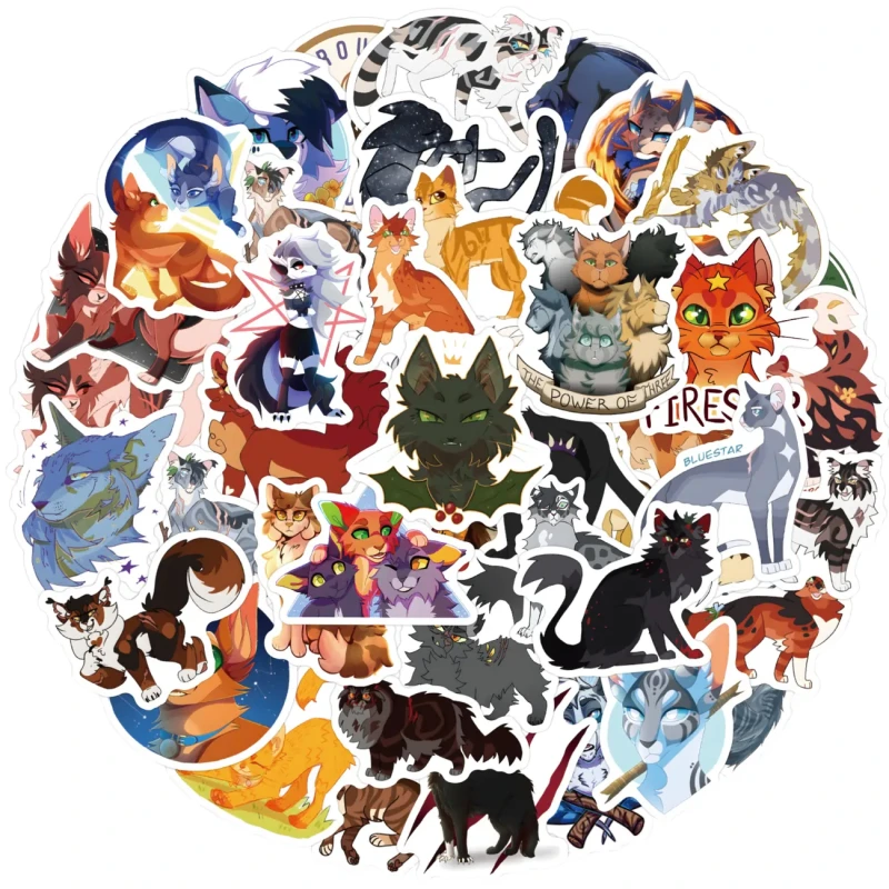 Naklejki Wojownicy Warrior Cats 60szt dla dzieci DIY dekoracja 5.webp