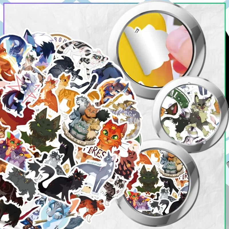 Naklejki Wojownicy Warrior Cats 60szt dla dzieci DIY dekoracja 8.webp