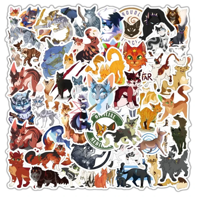 Naklejki Wojownicy Warrior Cats 60szt dla dzieci DIY dekoracja 10.webp