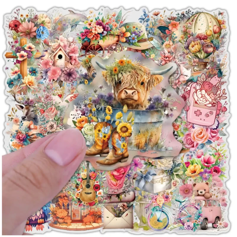 Naklejki kwiatowe 58szt dla dzieci DIY dekoracja scrapbooking 3.webp