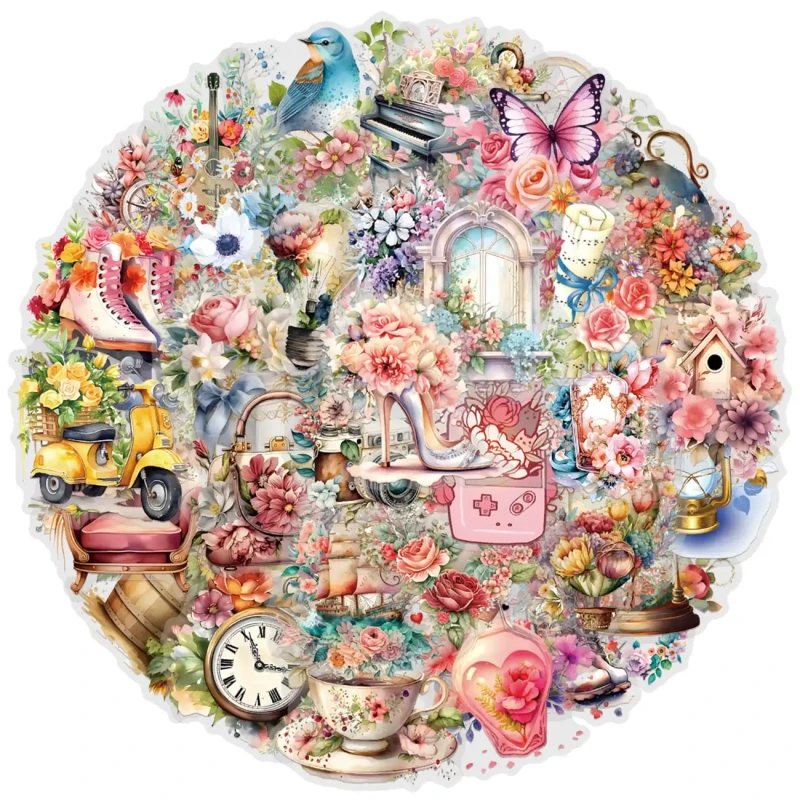 Naklejki kwiatowe 58szt dla dzieci DIY dekoracja scrapbooking 1.webp