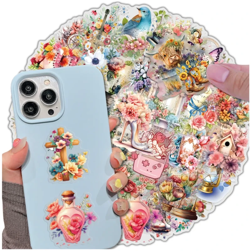 Naklejki kwiatowe 58szt dla dzieci DIY dekoracja scrapbooking 2.webp