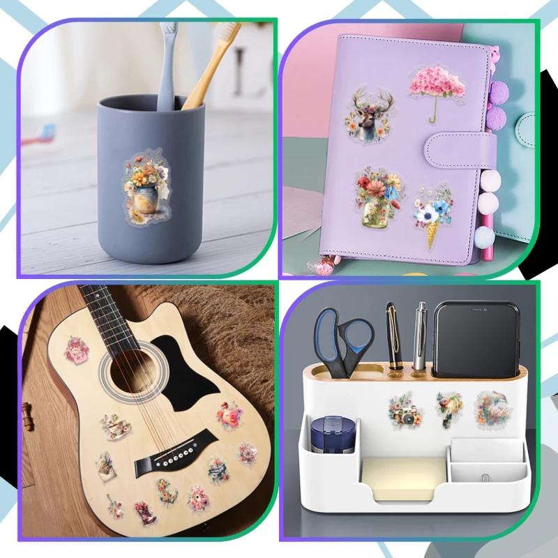 Naklejki kwiatowe 58szt dla dzieci DIY dekoracja scrapbooking 5.webp