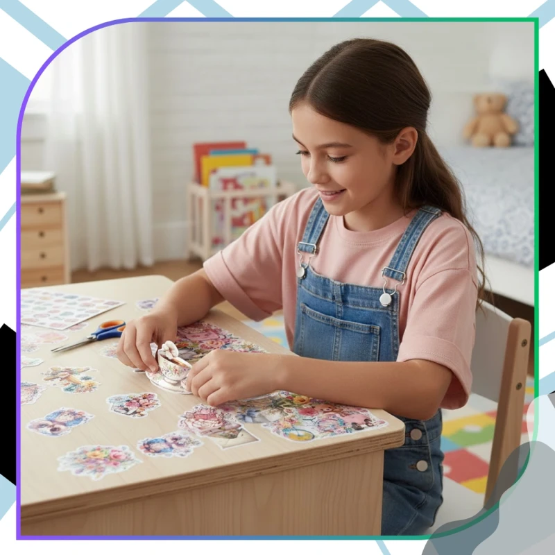 Naklejki kwiatowe 58szt dla dzieci DIY dekoracja scrapbooking 8.webp